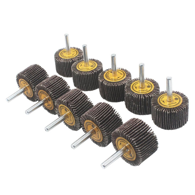 JUNLIXN 10 Pcs 40mm Flap Wheels, 1/4'' Shank 80 Grit Aluminum Oxide Grain Mounted Flap Sanding Wheel for Drill, Grinder, Rotary Tools - Image 4